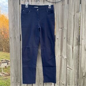 Dark Blue Straight-Leg Pants | Classic Fit Button Zip Closure Everyday Essential